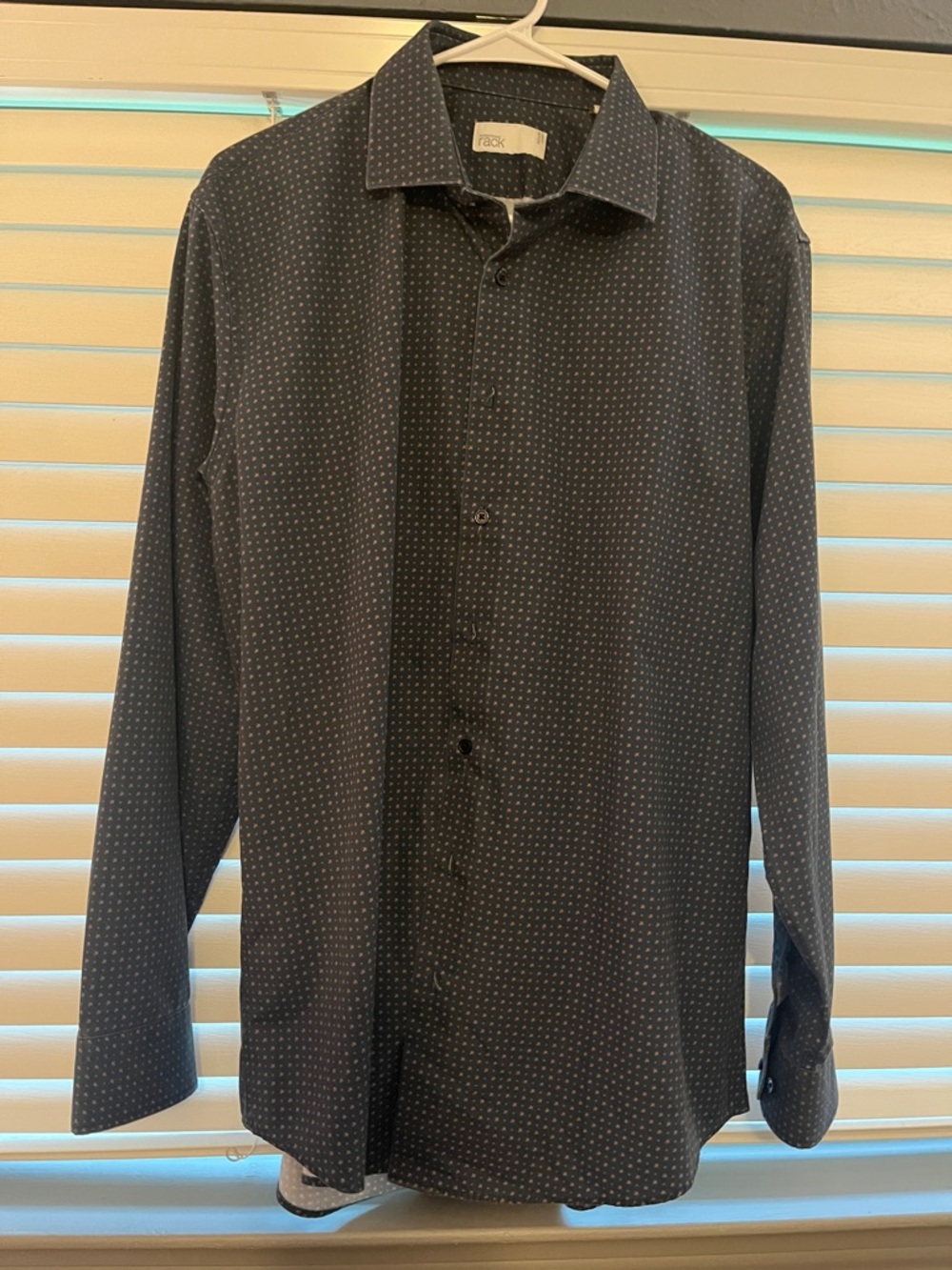 Jack & Jones Navy Dot-Print Long-Sleeve Dress Shirt